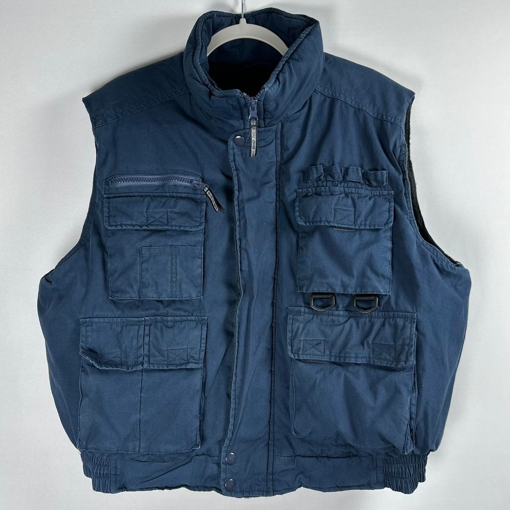 Dutch Harbor‎ Gear Navy Utility Vest L Cotton Fleece Lined Multi-Pocket Gorpcore